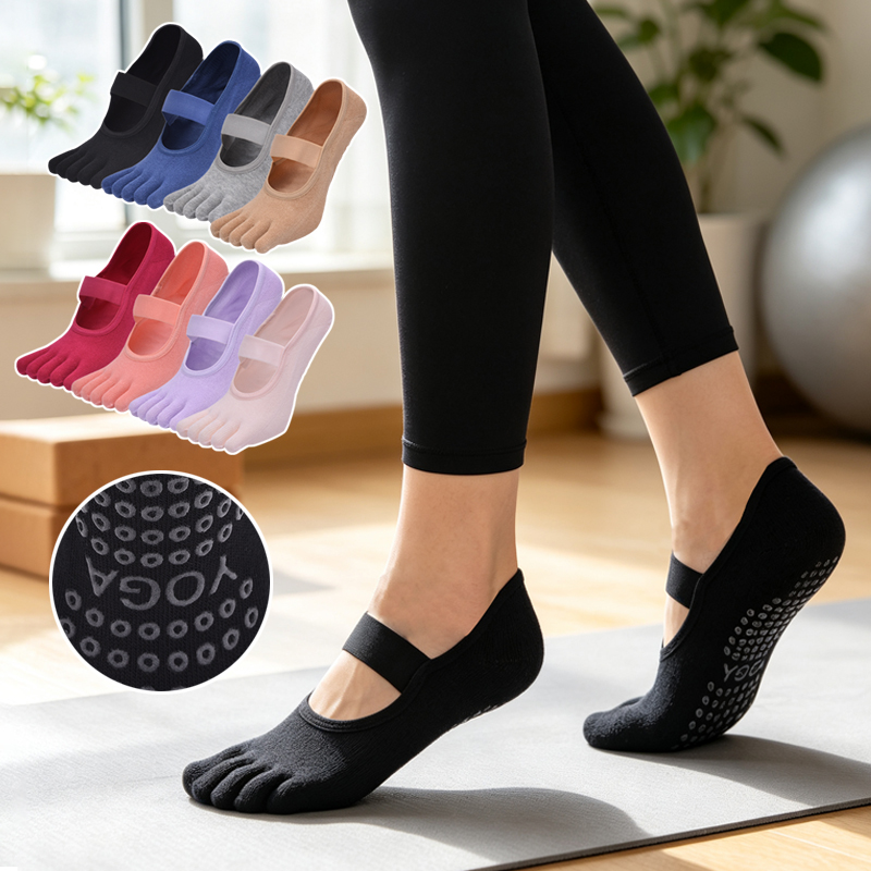 Ladies Five Toe Anti Slip Pila - Medias Para Pilates Y Yoga 评论和价格